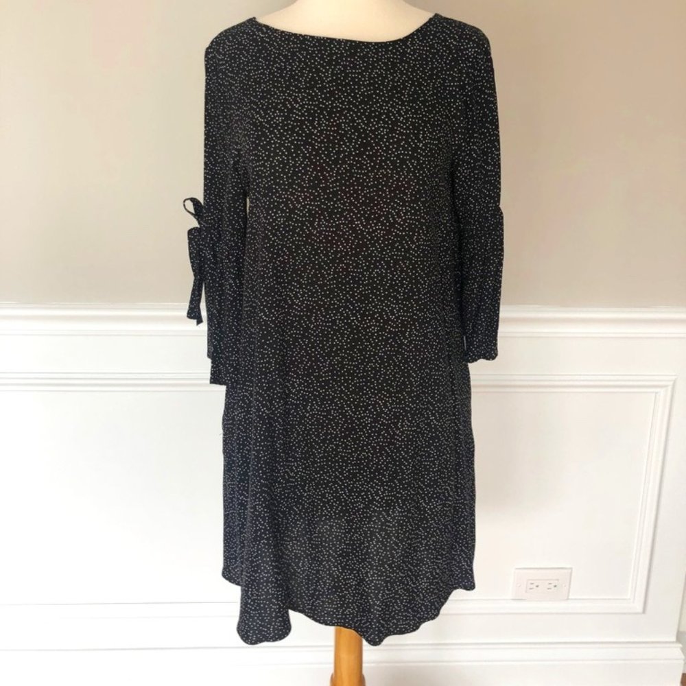 ZARA POLKA DOT BLACK DRESS WITH TIES